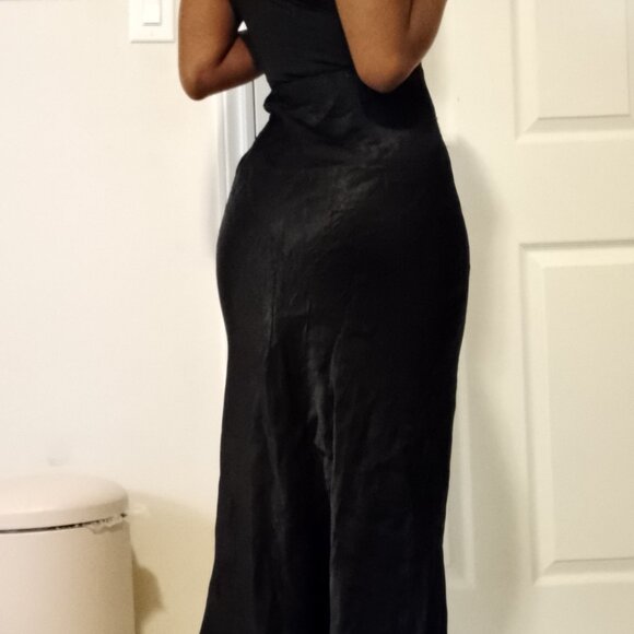 Black Maxi Satin Skirt - Picture 2 of 2